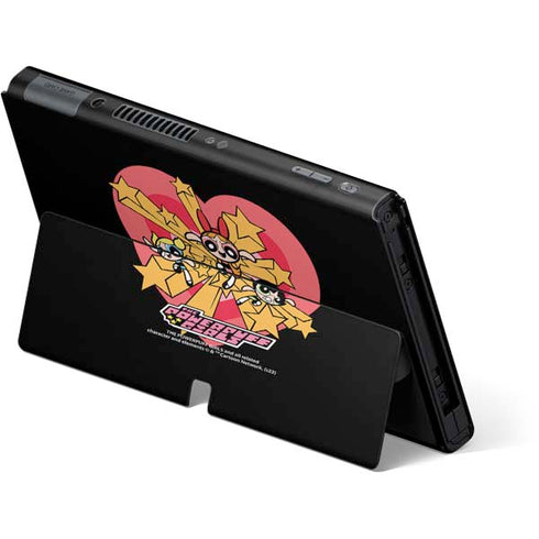 Cartoon Network Powerpuff Girls Gold Stars Nintendo Switch OLED (2021) Skin